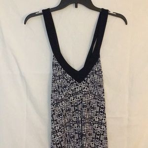 Navy and white patterned maxi dress